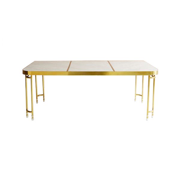 Carrara White Marble Dining Table Brass Base-2