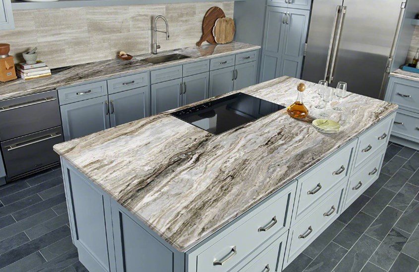 Indian Fantasy Brown Marble Kitchen Vanity Tops 4