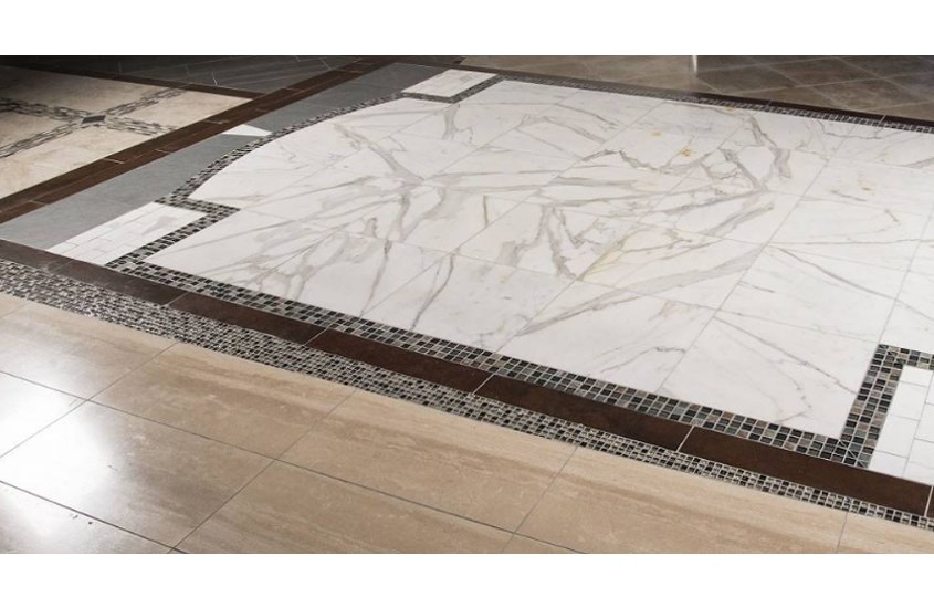 Italian White Gold Calacatta Marble Living Room Floors 9