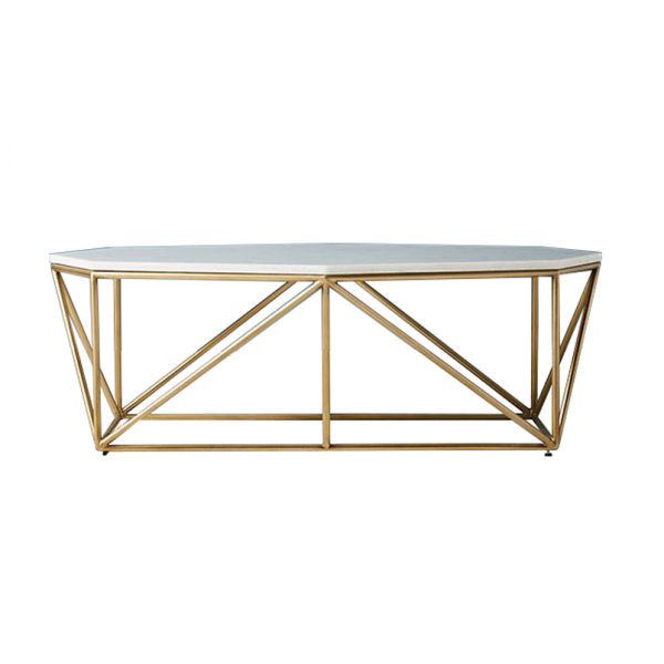 Octagon White Marble Top Coffee Table-2