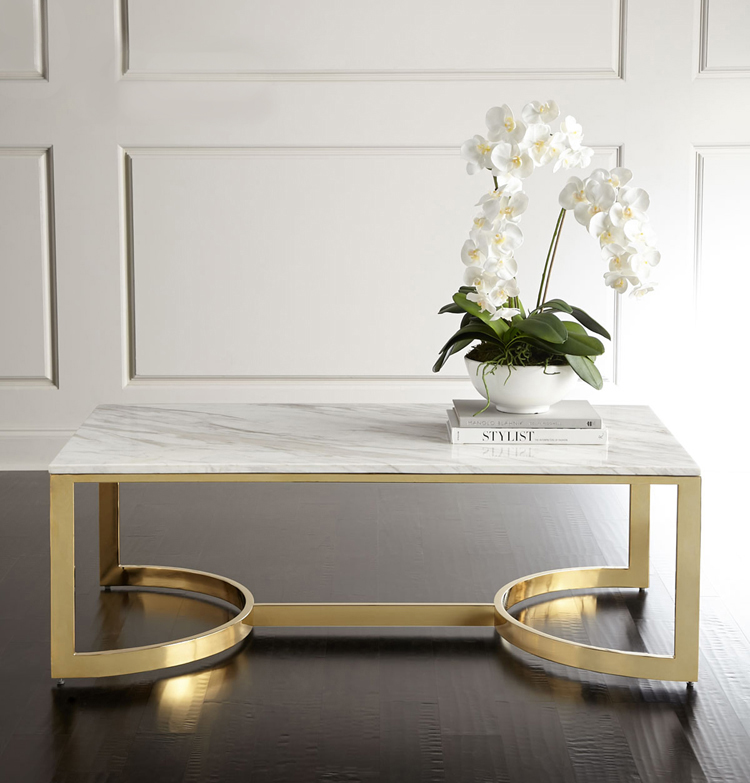 Rectangle White Marble Top Coffee Table 1