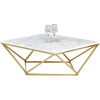 Rhombus White Coffee Table With Gold Legs-5