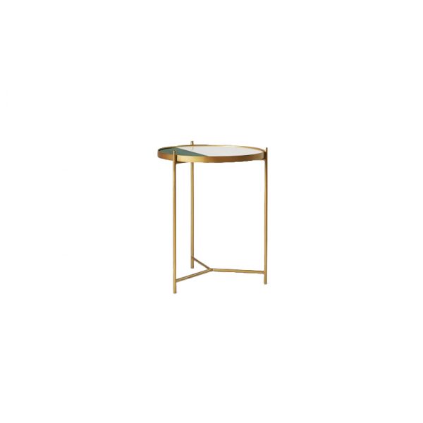 Round White With Green Marble Side Table-4