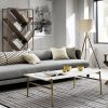 White Marble Coffee Table With Brass Base-5