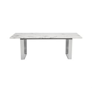 White Marble Coffee Table With Silver Legs-3