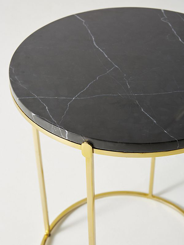 Black Round Marble Top Side Table-3