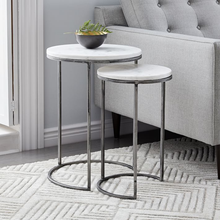 Nesting Round Marble Side Table Set-10