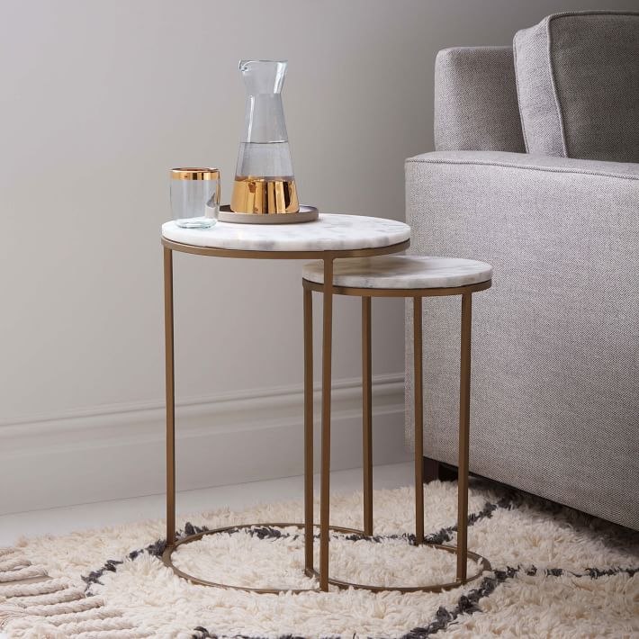 Nesting Round Marble Side Table Set-3