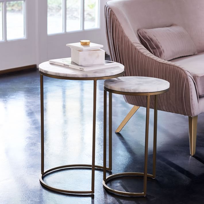 Nesting Round Marble Side Table Set-5