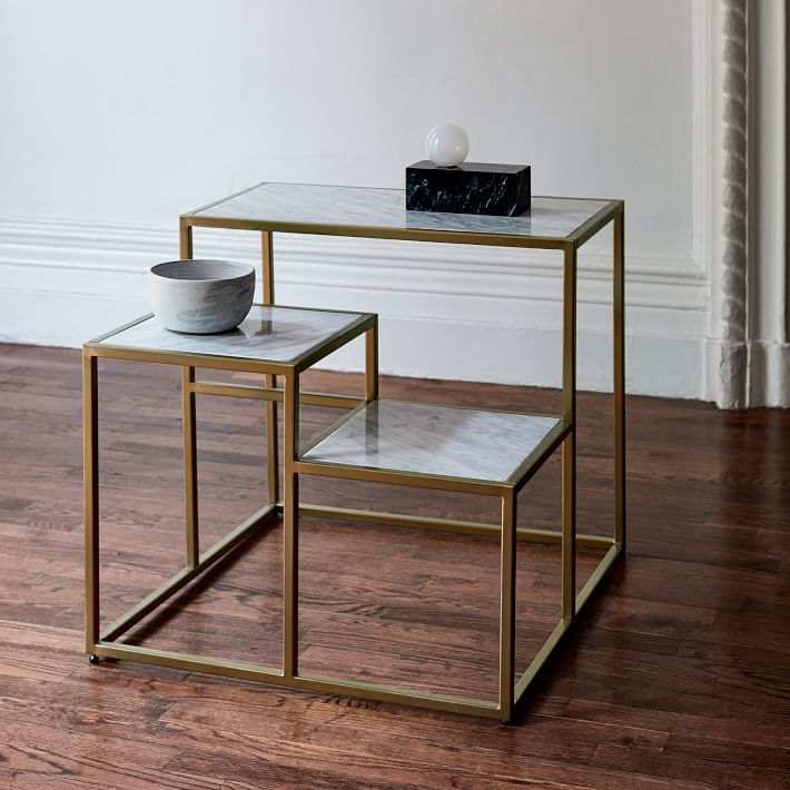 Three Layers Square Marble Side Table-5