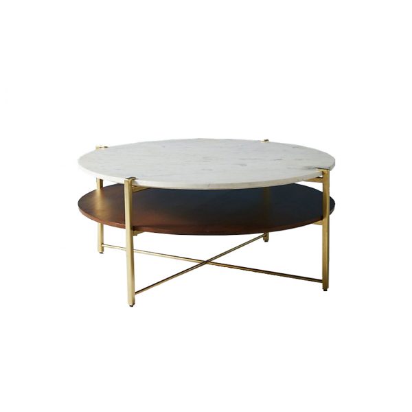 Marble And Oak Wood Top Coffee Table-2