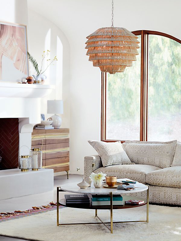 Marble And Oak Wood Top Coffee Table-3