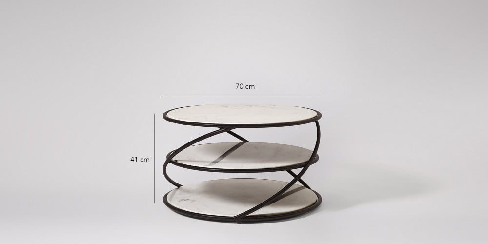 Marble Coffee Table With Black Steel Frame-4