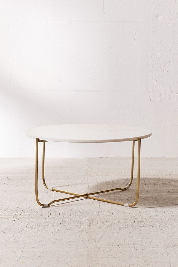 Marble Surface Coffee Table Brass Legs-1