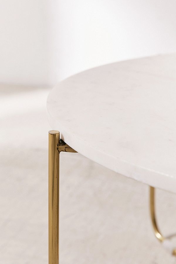 Marble Surface Coffee Table Brass Legs-3