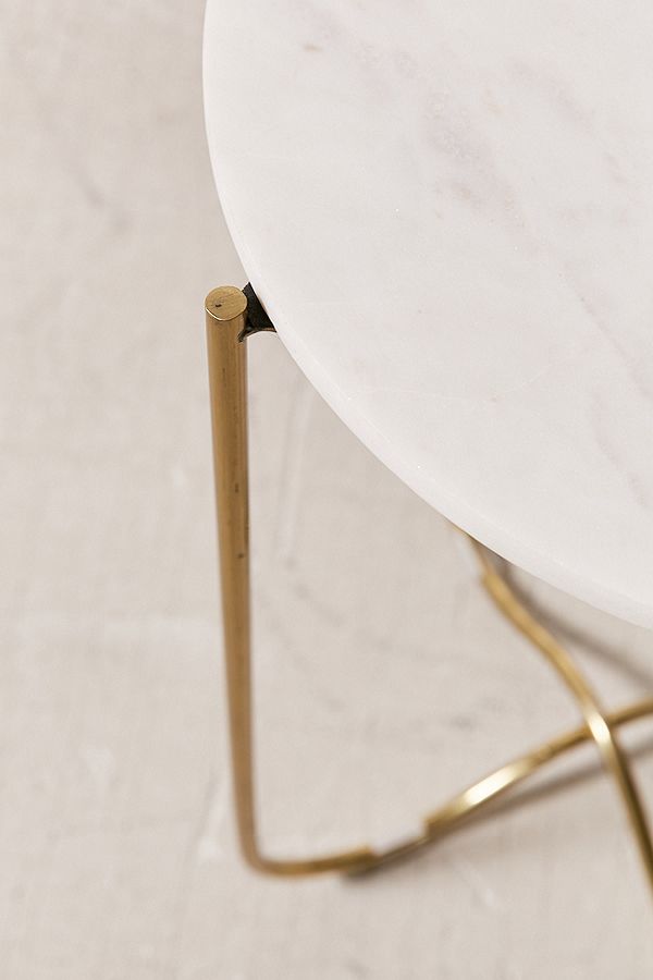 Marble Surface Side Table Brass Legs-3