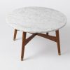 Marble Tabletop Coffee Table Wood Legs-5