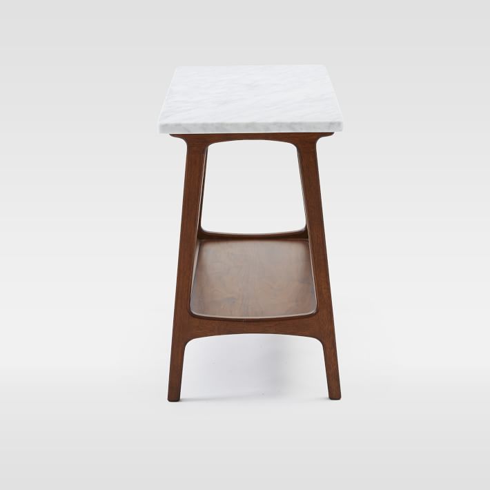 Rectangle Marble Side Table Wood Base-7