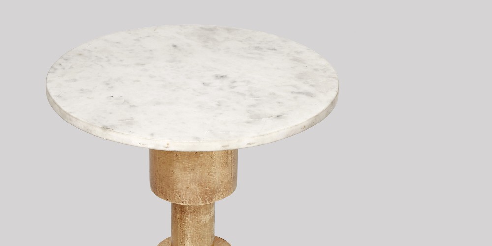 Small Marble Side Table In Brass Base-5