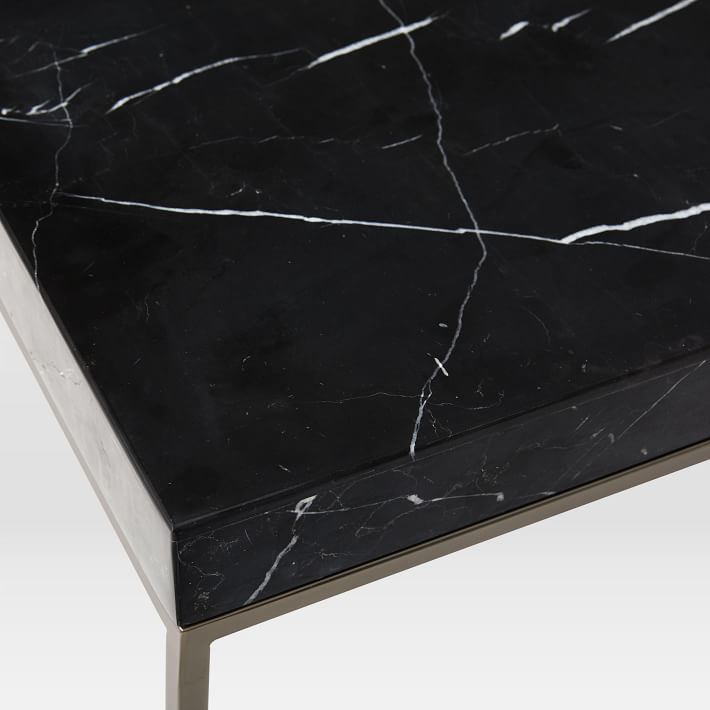 Square Black Marquina Marble Side Table-1