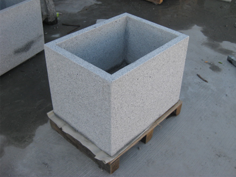 G603 Grey Granite Stone Trough Planter Customizable-1