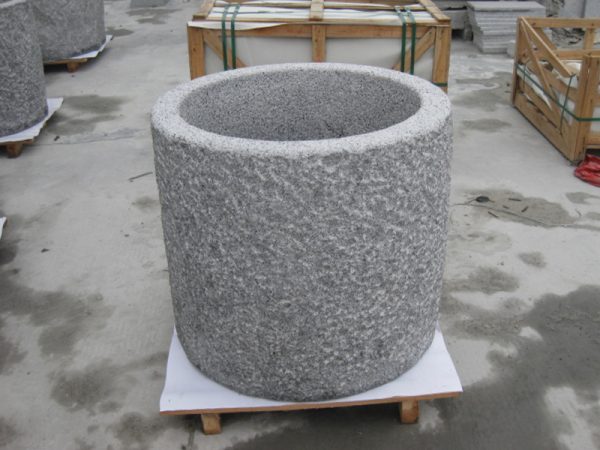 G603 Grey Granite Stone Trough Planter Customizable-2