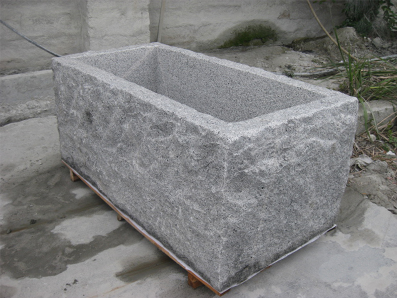 G603 Grey Granite Stone Trough Planter Customizable-4