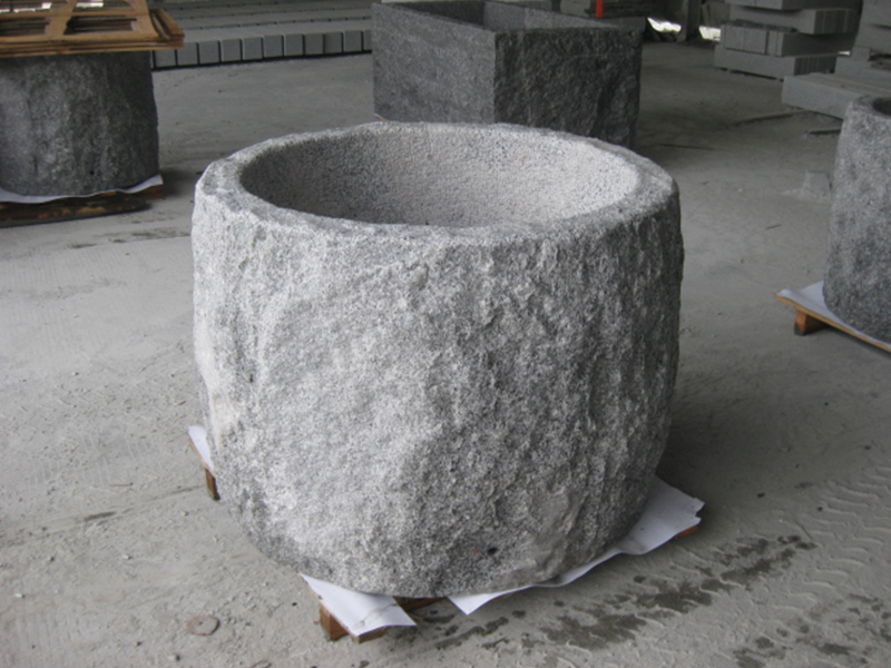 G603 Grey Granite Stone Trough Planter Customizable-6