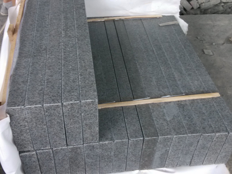 G684 Black Honed Finish Granite Stone Steps For Sale-9